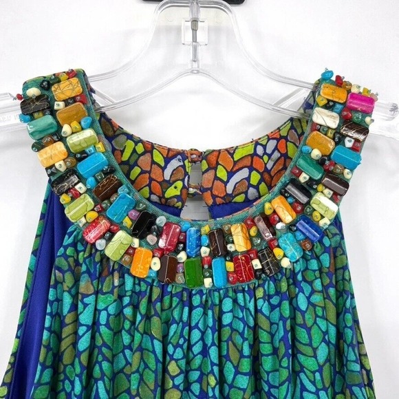 London Times Womens 6 Multicolor Stone Embellished Sleeveless Dress - Picture 2 of 7